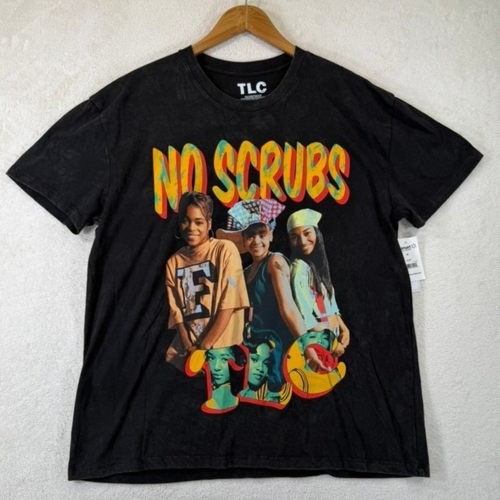 TLC No Scrubs Graphic T-Shirt Women's Medium Black R&B Music Tee NEW!